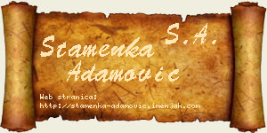 Stamenka Adamović vizit kartica